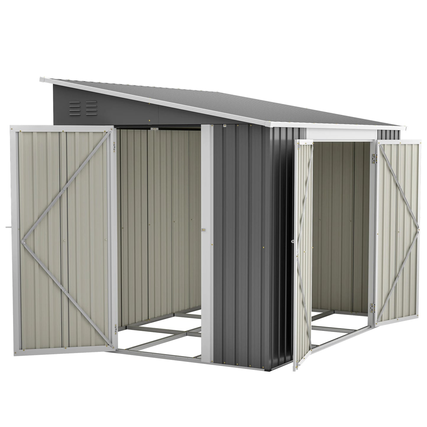 6 x 8 FT Metal Outdoor Storage Shed, Garden Tool Storage House Gray