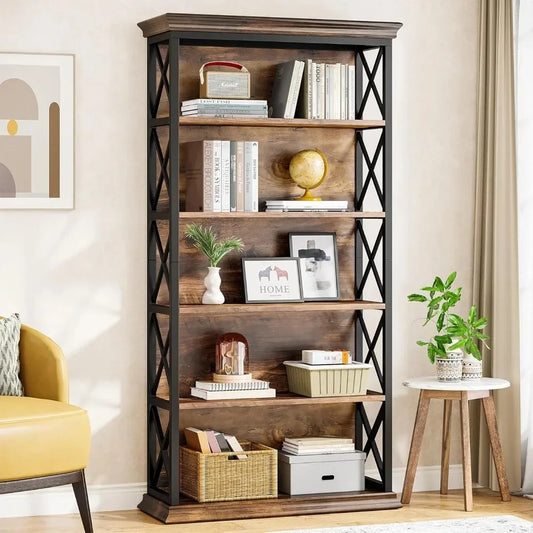 71 Inches Industrial Bookshelves and Bookcases, Floor Standing 5 shelf Display
