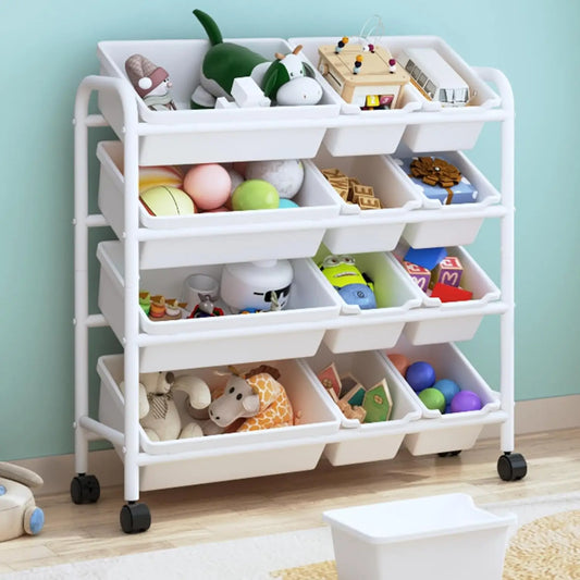 Kids Toy Storage Organizer with 12 Plastic Bins.