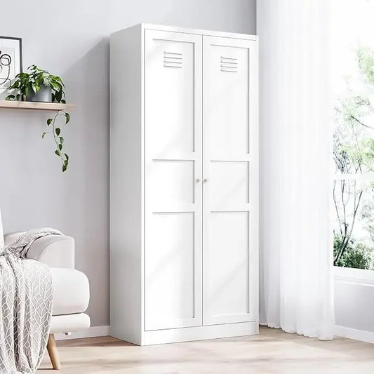 Metal Storage Cabinet with 2 Doors and 5 Adjustable Shelves  71"