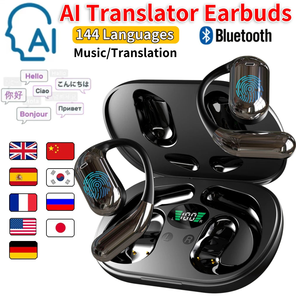 AI Translator Earbuds Real-Time Translators Headphones 144 Languages