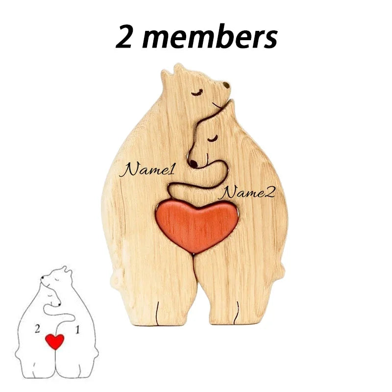 Wooden Bear Family Puzzle Personalized Name Custom Home Decor