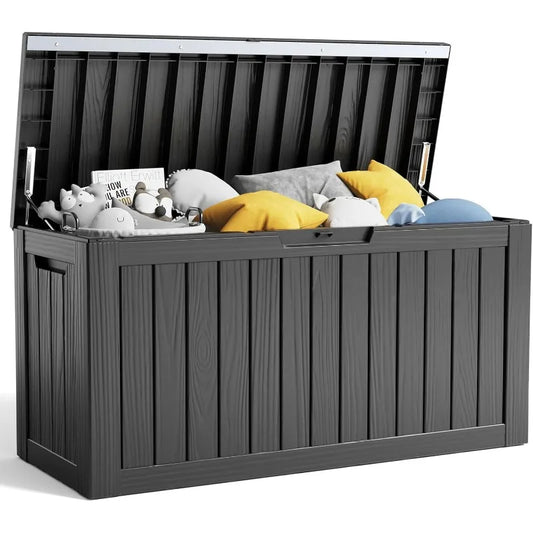 80 Gallon Resin Deck Box, Lockable Patio Outdoor Storage
