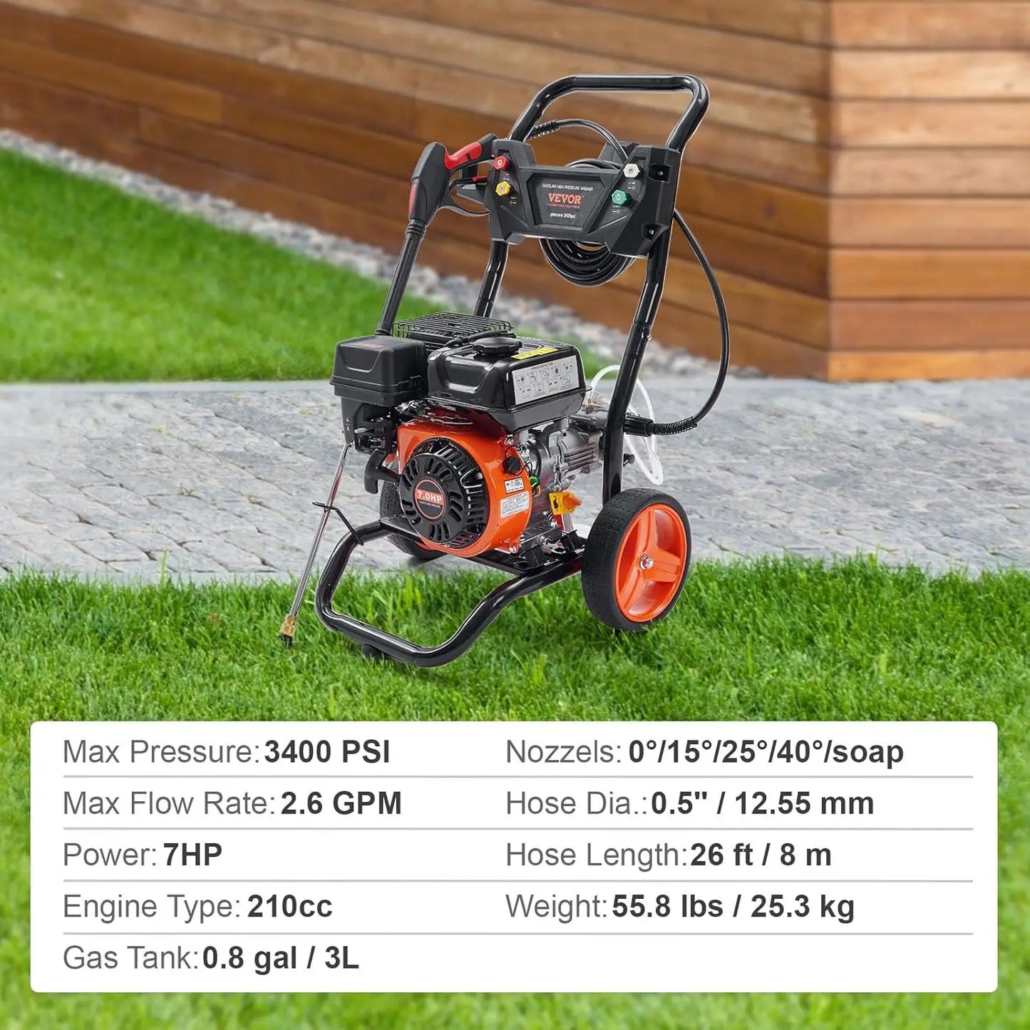 Gas Powered Pressure Washer 3400 PSI 2.6 GPM