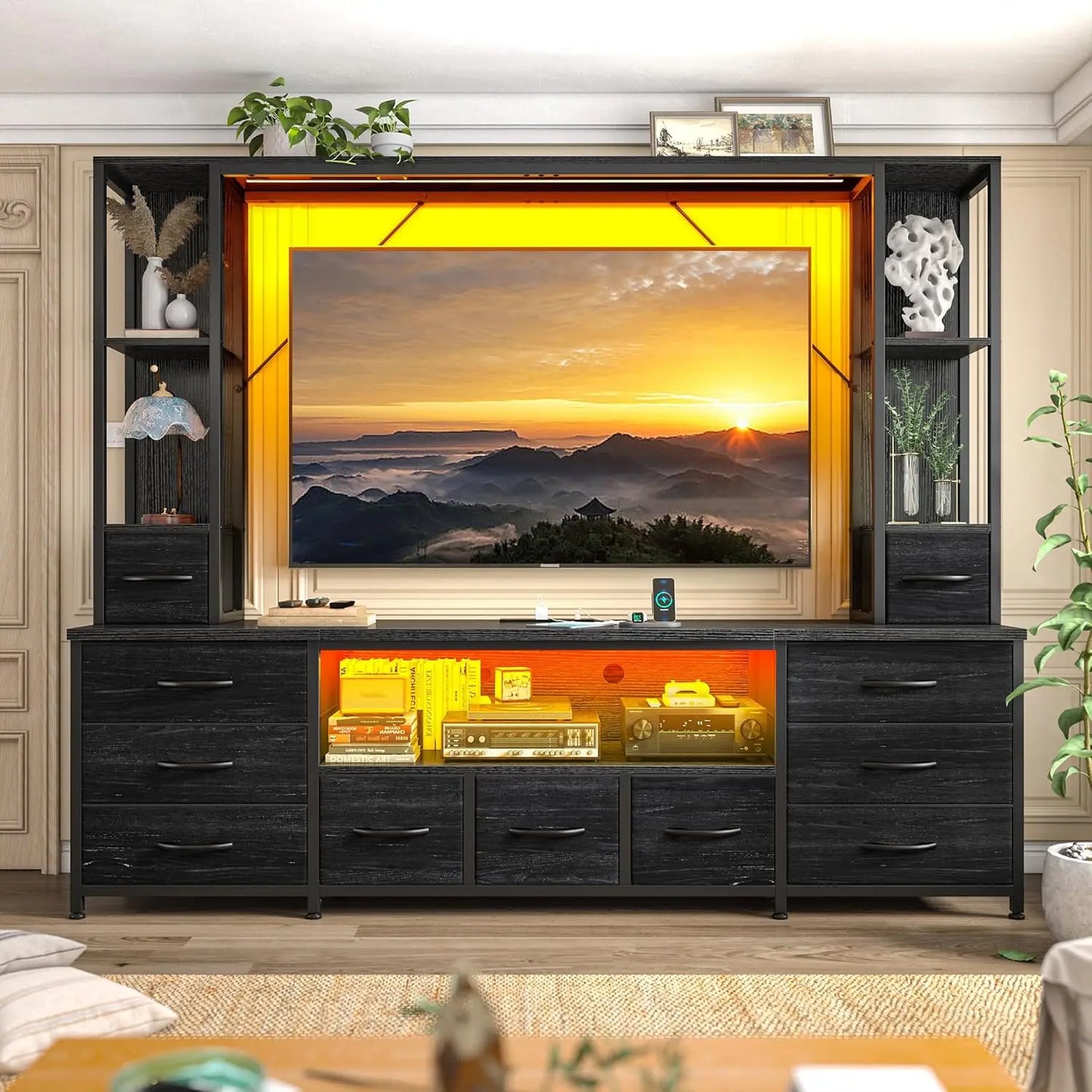 TV Stand 65" for Living Room, Wall Unit Entertainment Center.