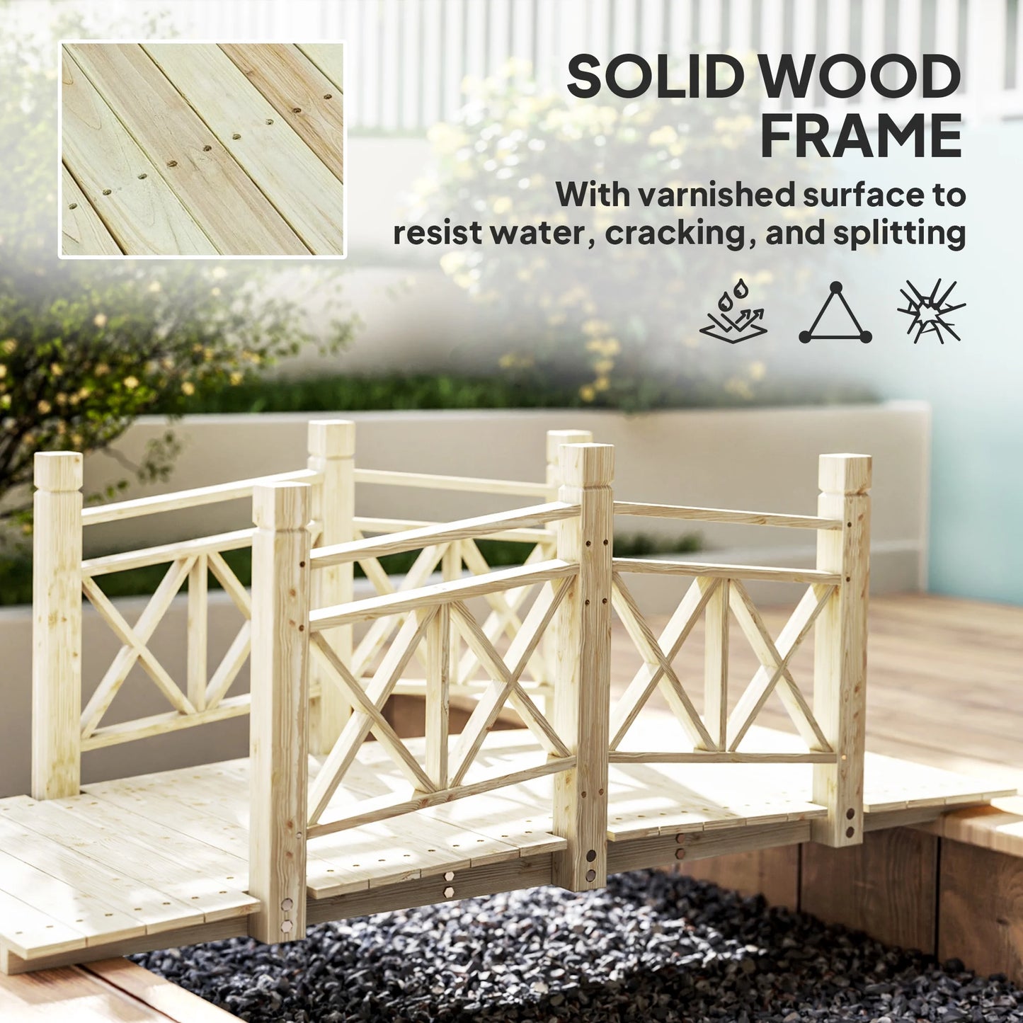 5 ft. Garden Bridge with Safety Handrails Backyard Bridge