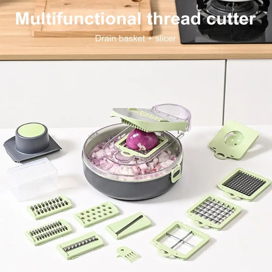 Multi-purpose Chopper with Stainless Steel Blades Draining Container