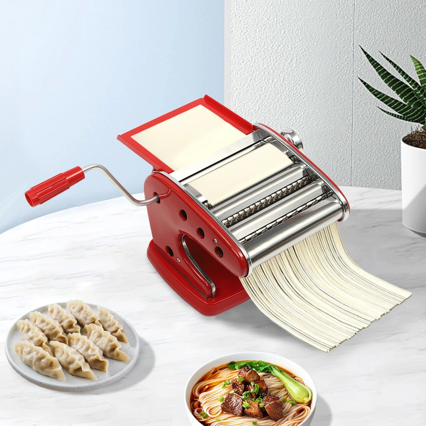 Manual Pasta Maker Machine Stainless Steel Thickness Settings