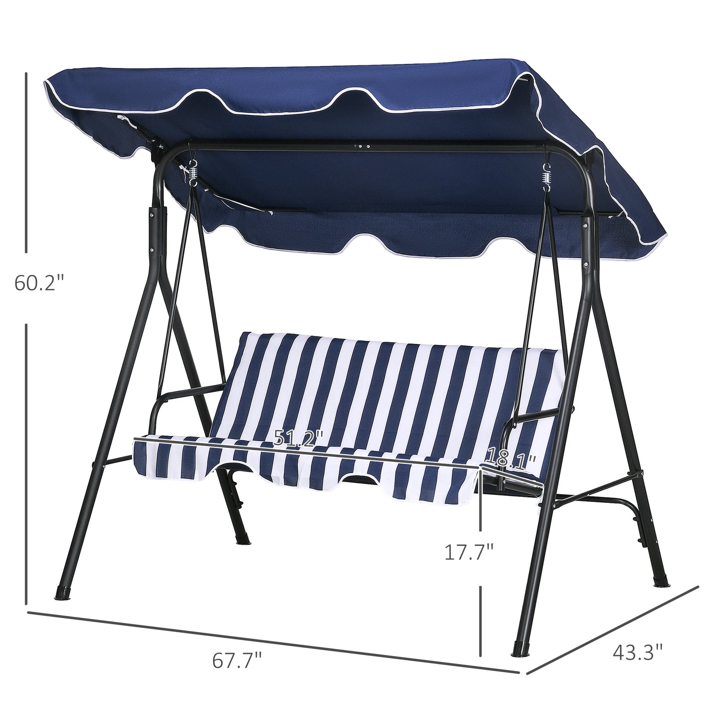 3 seat Swing Hammock Bench Padded With Canopy