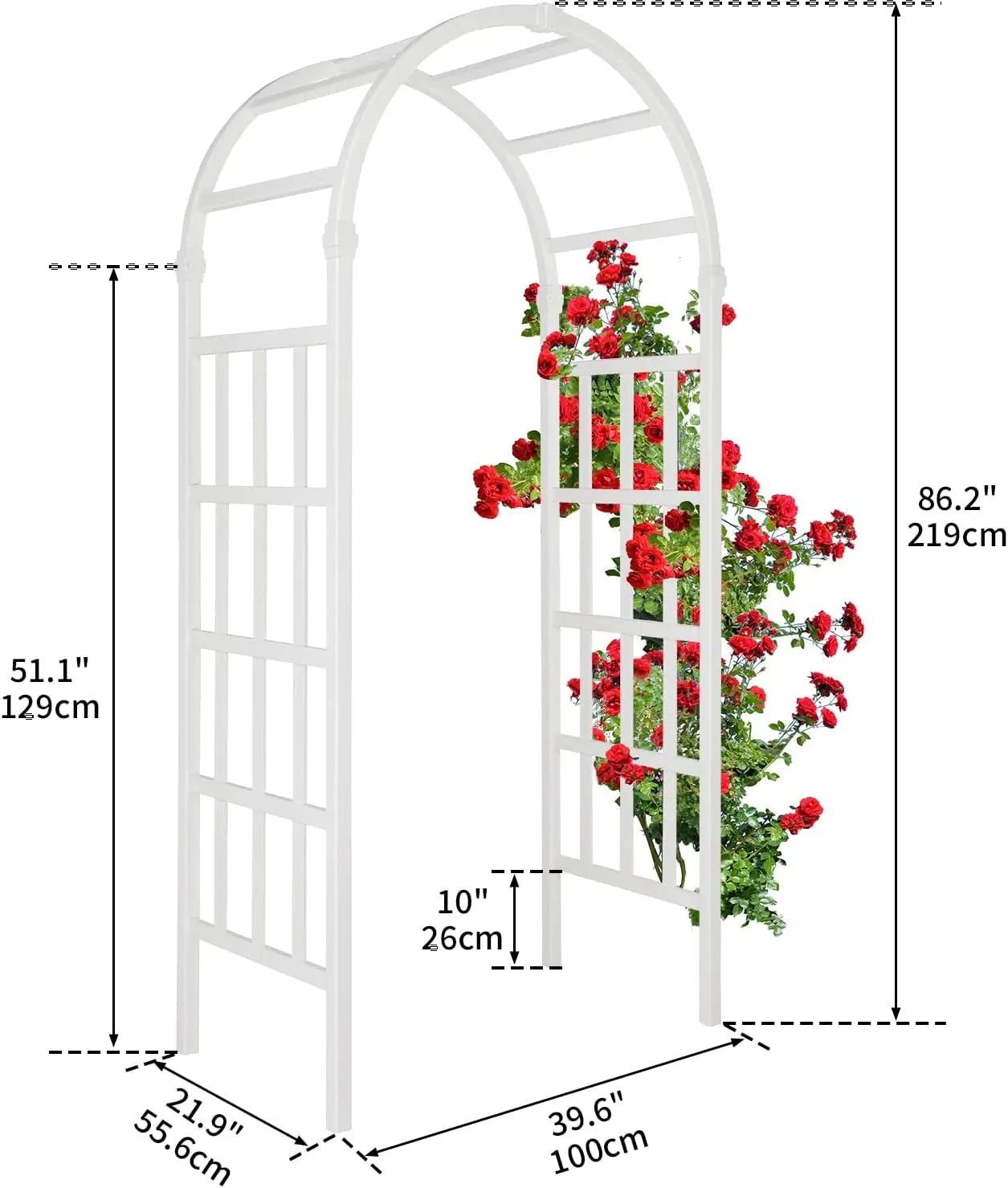 Vinyl Garden Arbor, PVC  Trellis for Climbing Plants Outdoor
