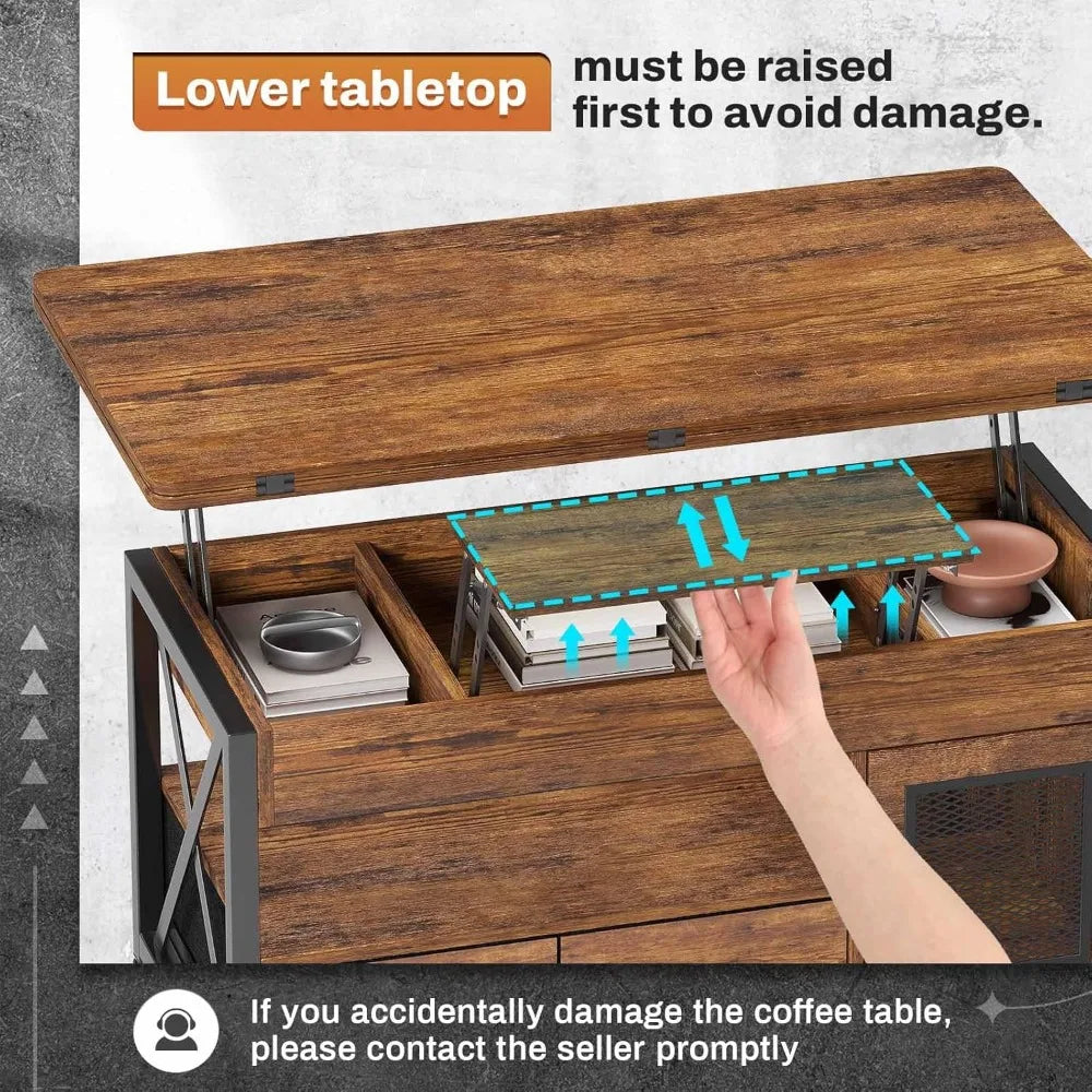 40" Lift Top Coffee Table, 4 in 1 Coffee Tables with Storage Cabinet