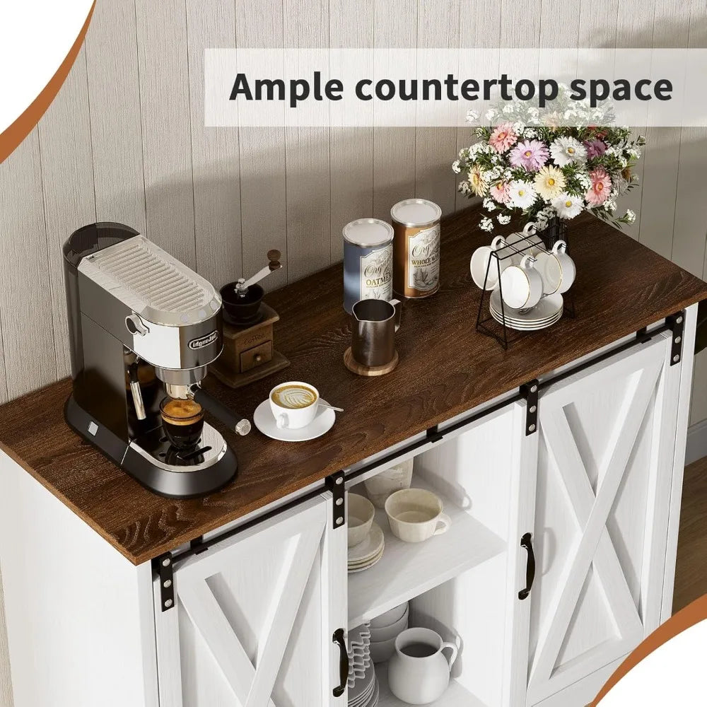 42" Farmhouse Coffee Bar with Sliding Barn Doors