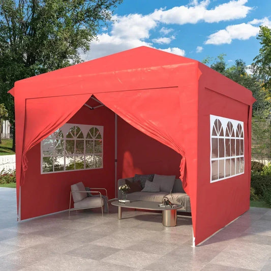 Easy Up 10X10 Gazebo with 4 Removable Sidewalls & 2 Windows.