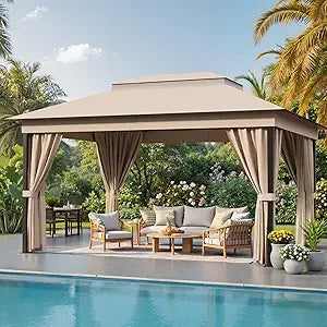 Outdoor Gazebo for Patio 10'x 13' Heavy Duty Metal Frame Canopy