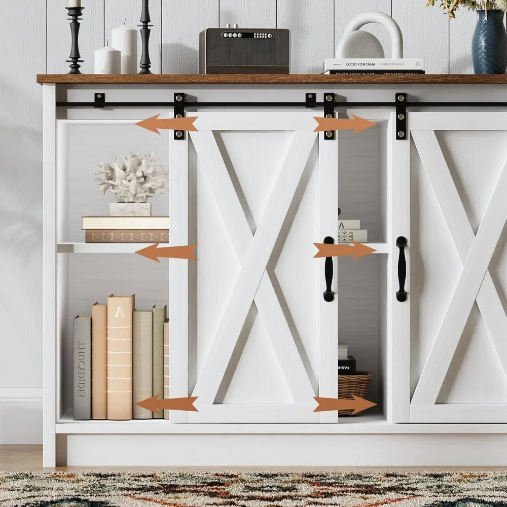 42" Farmhouse Coffee Bar with Sliding Barn Doors