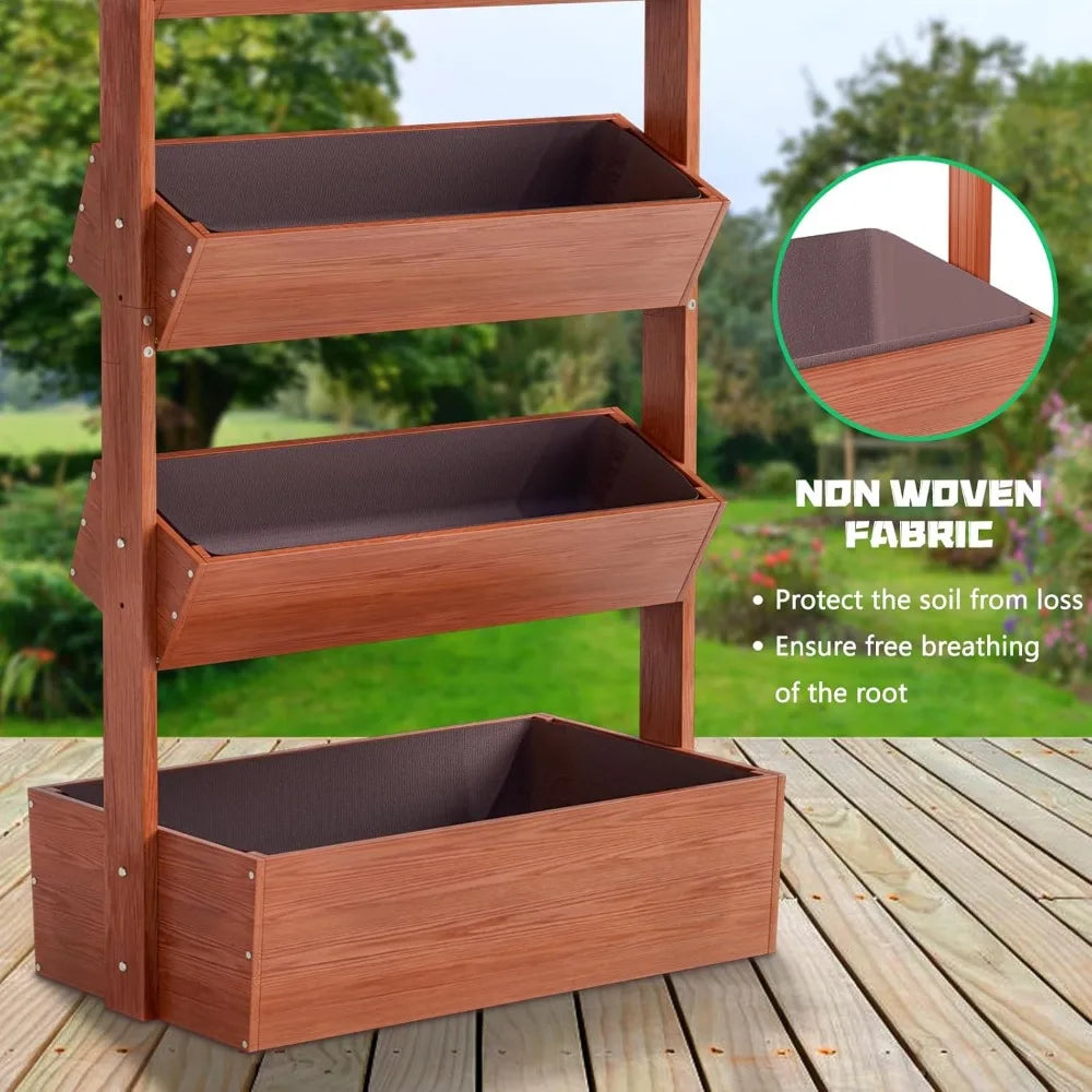 Vertical Wooden Raised Garden Bed, 5 Tier Garden Planters