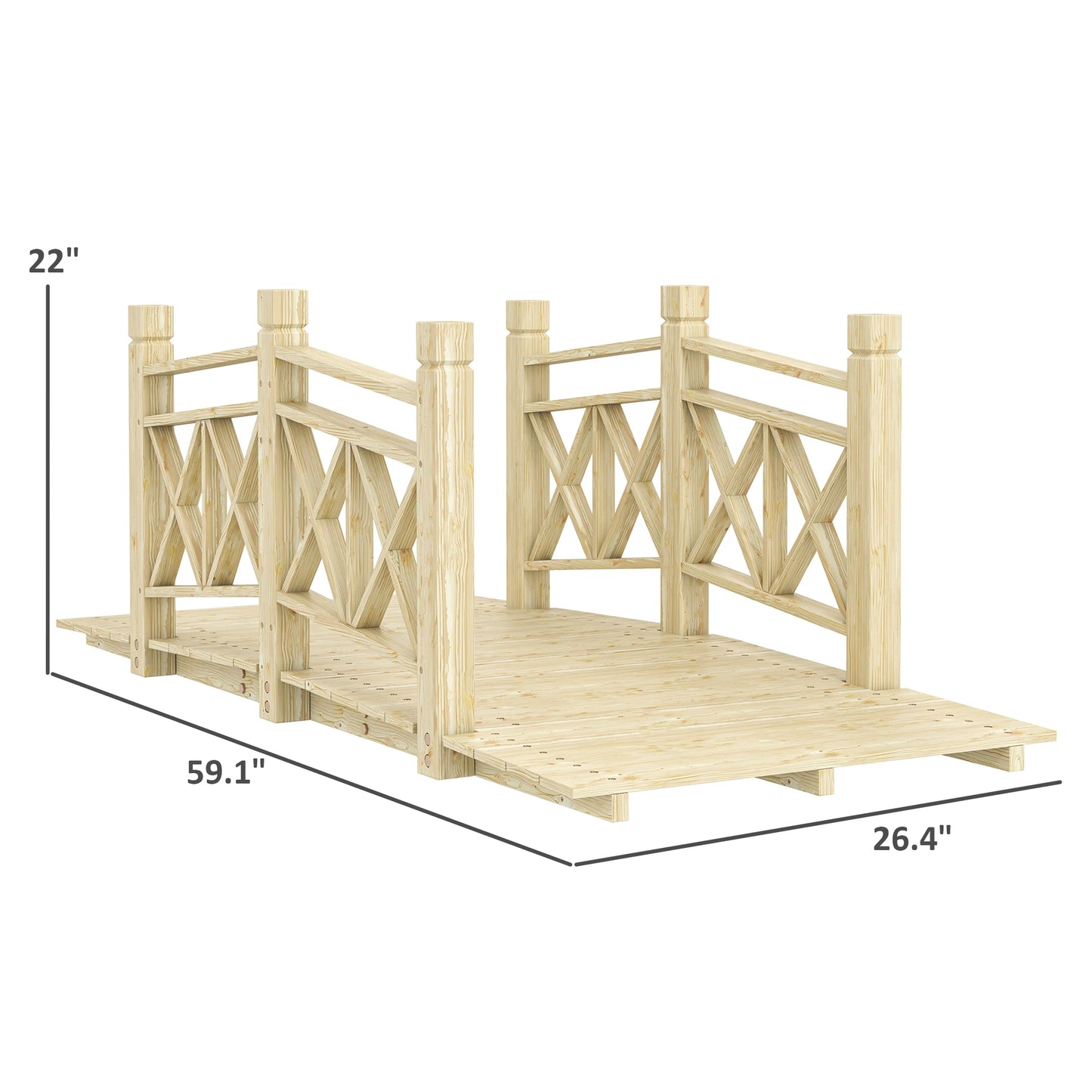 5 ft. Garden Bridge with Safety Handrails Backyard Bridge