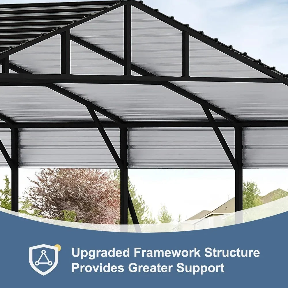 20x20 FT Metal Carport with Updated Frame Structure, Galvanized Steel Roof