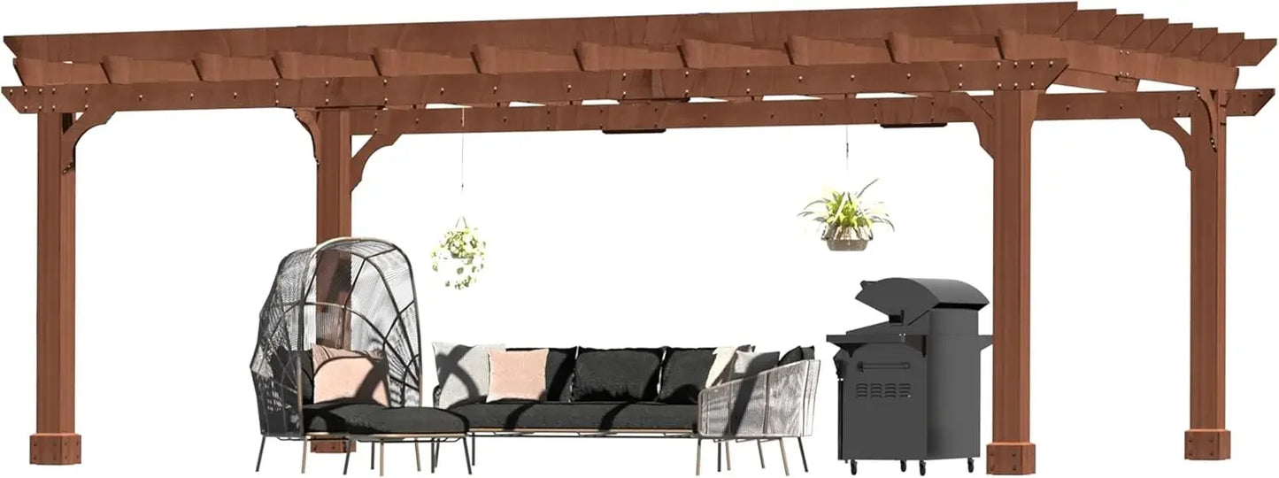 12 x16 FT Wooden Pergola, Cedar Wood Gazebo