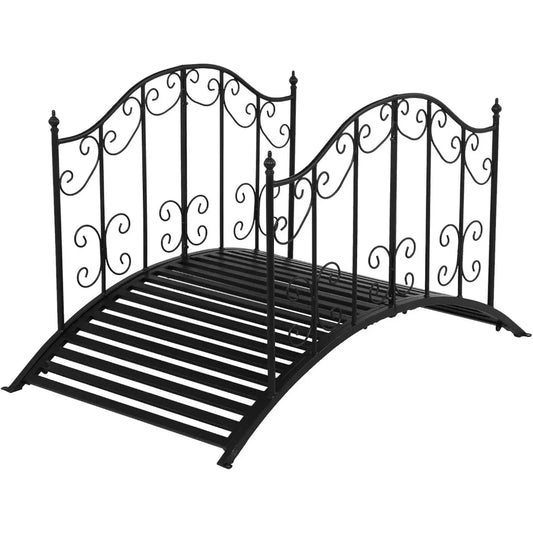 VINGLI Garden Bridge Metal Yard Arch Patterned Guardrails