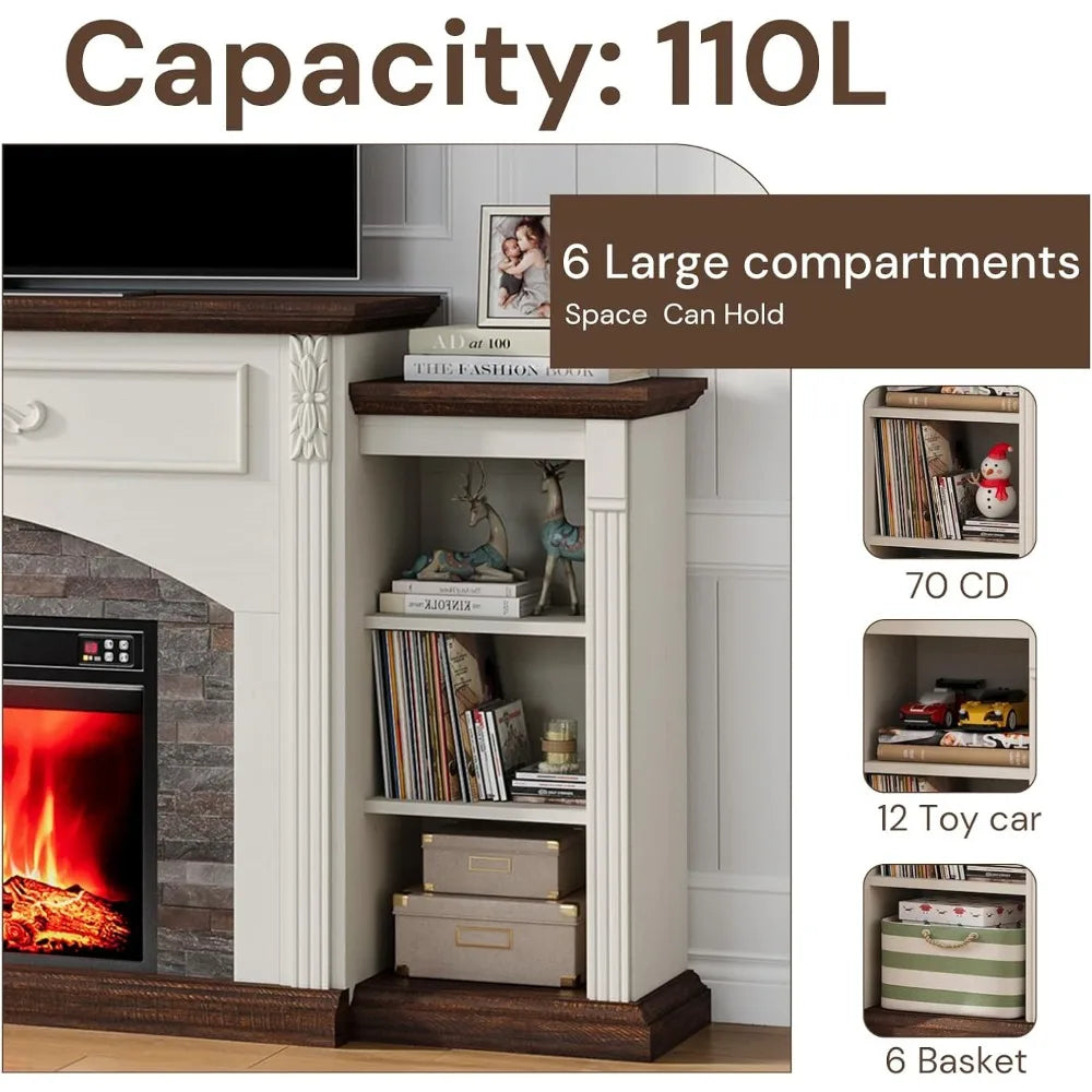 80 inch Electric Fireplace with Mantel, room for TVs Up to 90 inches