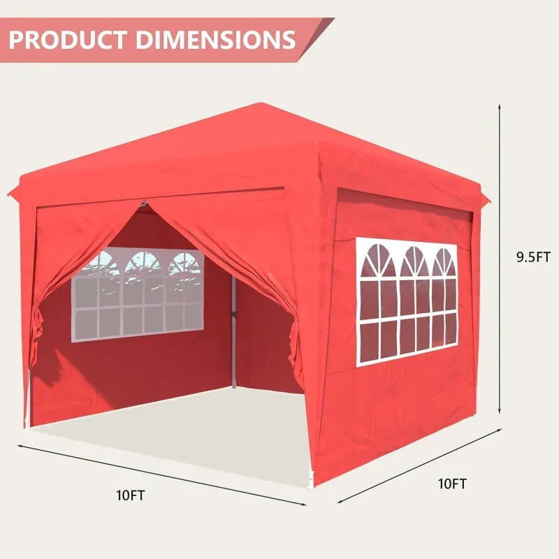 Easy Up 10X10 Gazebo with 4 Removable Sidewalls & 2 Windows.