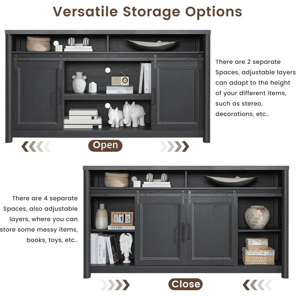 Farmhouse TV Stand Entertainment Center with Storage,