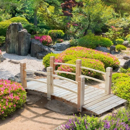 Garden Bridge 5 FT, with Double Safety Railings, Classic Arc Footbridge