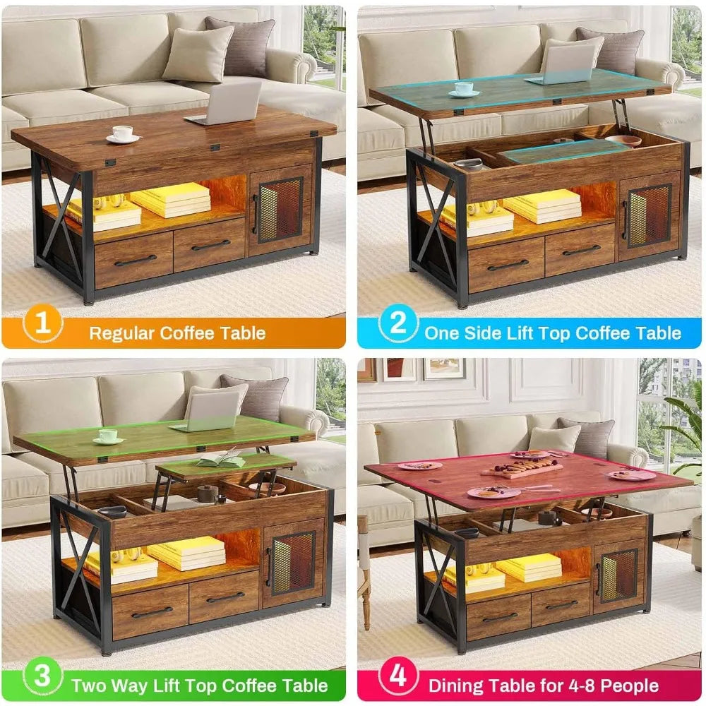40" Lift Top Coffee Table, 4 in 1 Coffee Tables with Storage Cabinet