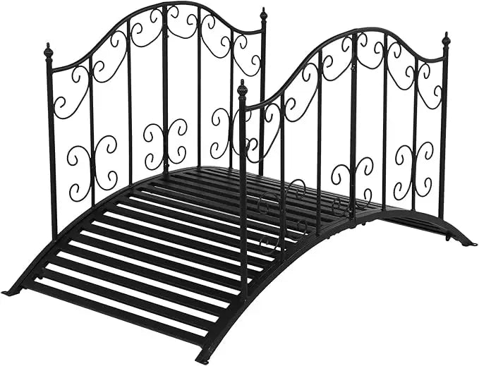 VINGLI Garden Bridge Metal Yard Arch Patterned Guardrails