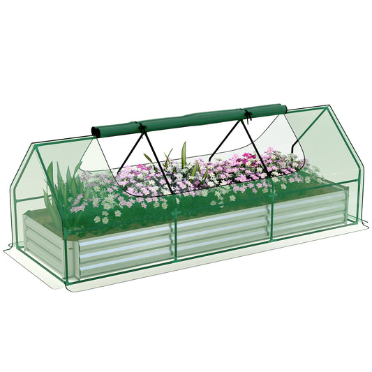Mini Greenhouse, Galvanized Raised Garden Bed with Cover