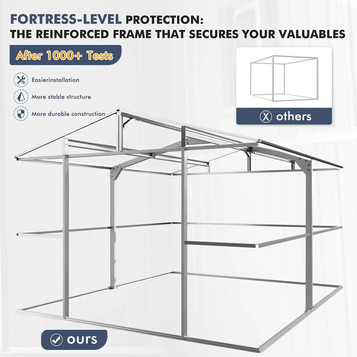 10x12x7 FT, metal Shed for Outdoor Storage with Reinforcement Natural Lighting