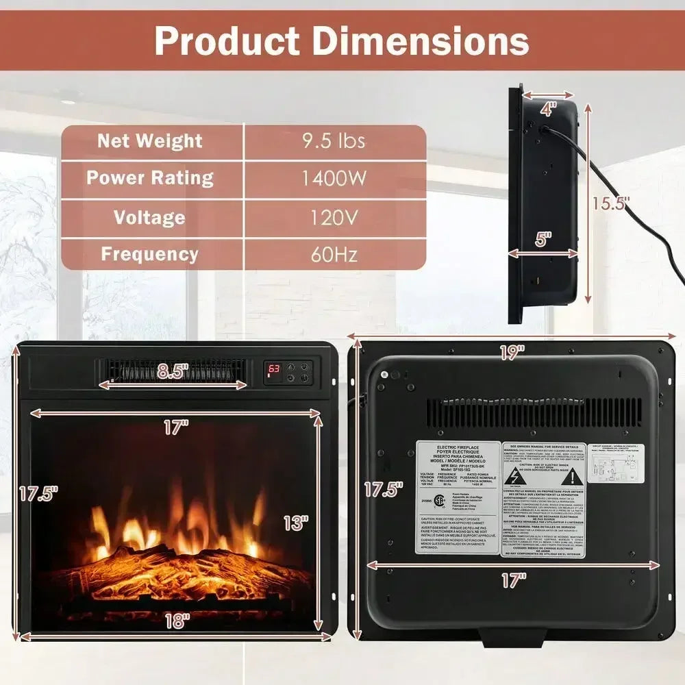 Electric Fireplace Freestanding and Wall-Mounted Heater