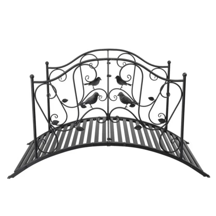 Arched Handrail  Iron Bridge Black With Bird Pattern